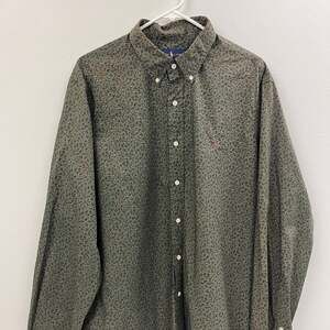 Polo Ralph Lauren Micro Floral Long Sleeve Button Down Shirt Green Red